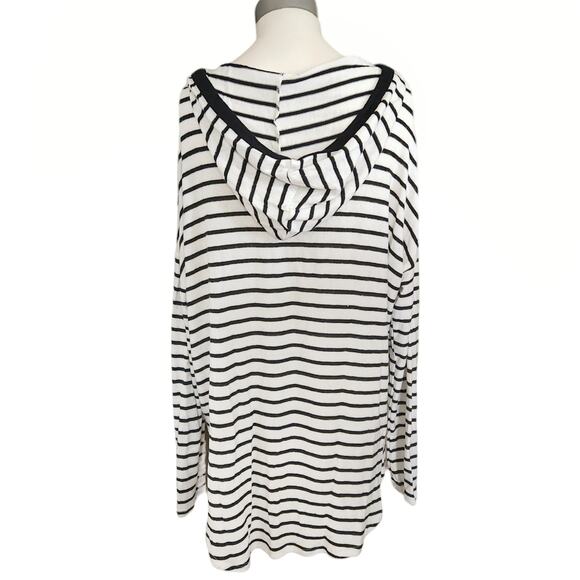 FREE PEOPLE Movement super soft high low striped hoodie hooded knit top Sz M NEW - Picture 3 of 6